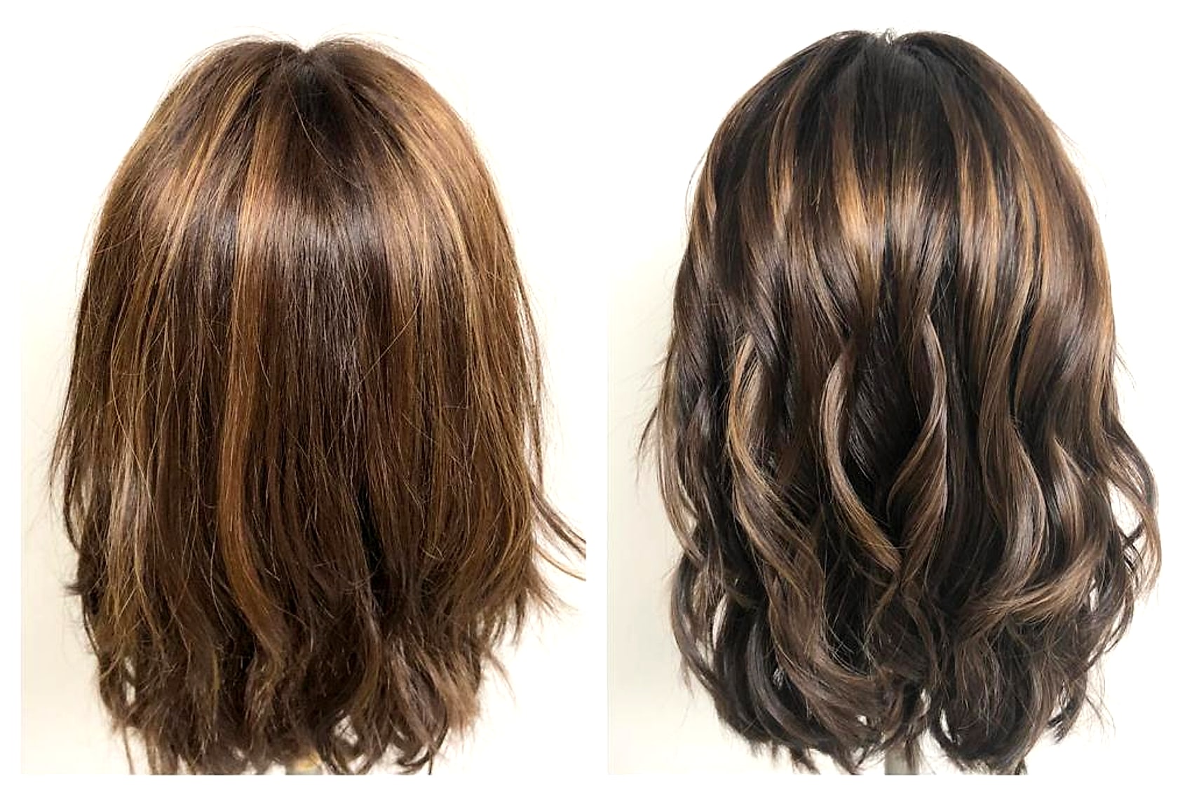 Wig color transformation, before and after